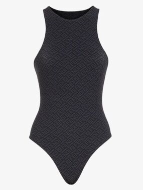 Fendi Skims Black Logo-Pattern Sleeveless Bodysuit